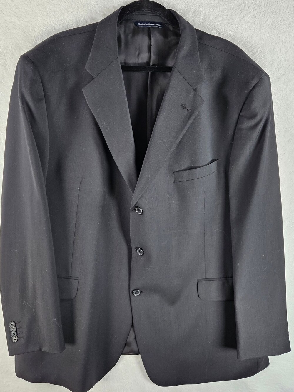Copley Suit Jacket Blazer Black 100% Wool 3-Button Made in Canada Men's Size 46R
